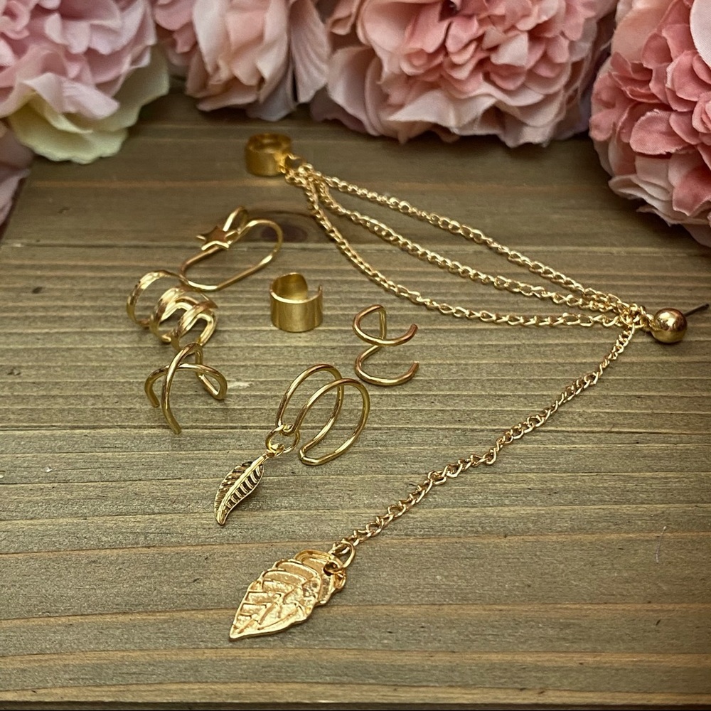 7 Pcs Ear Cuff Set Dangle Feather Star Earring - Picture 9 of 16